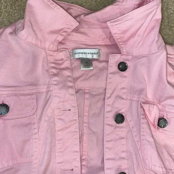 VINTAGE PINK CHRISTOPHER & BANKS WOMENS BUTTON UP - Picture 3 of 7